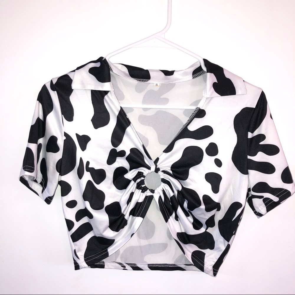 Shein Sz.S Cow Print Top Shirt